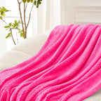 Exclusivo Mezcla Soft Waffle Fleece Bed Blanket King Size, Hot Pink | - Image 5