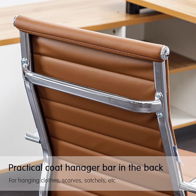Home Office Chair Ribbed, Modern Leather Conference Room Chairs, High Back - Image 6