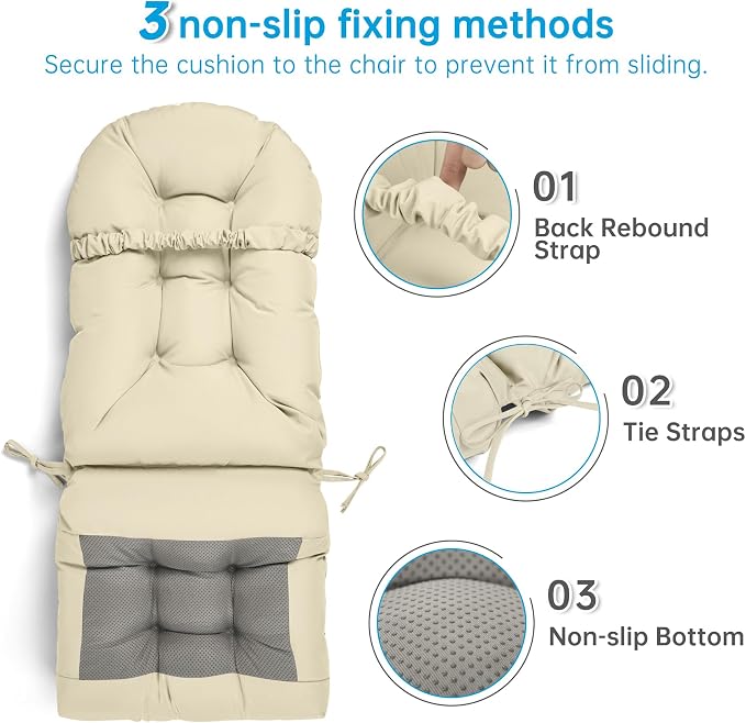 Adirondack Chair Cushion Tufted Waterproof Outdoor Rocking Chair Cushions - Image 3
