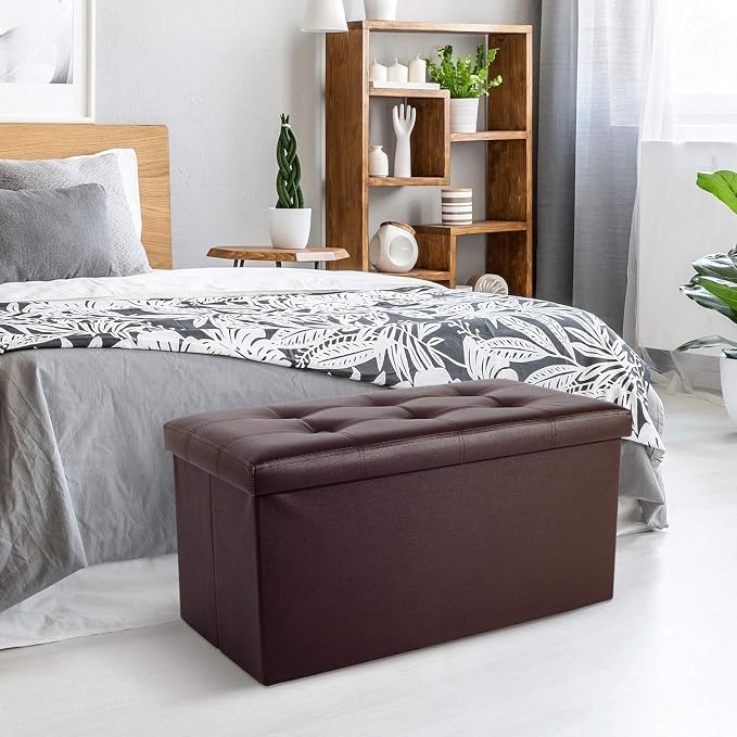 COSYLAND Ottoman Bench with Storage large-30x15x15in Folding Leather Ottoman - Image 2