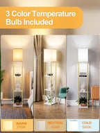 Floor Lamp with Shelves, Modern Corner Display Standing Column Shelf Lamp - Image 3
