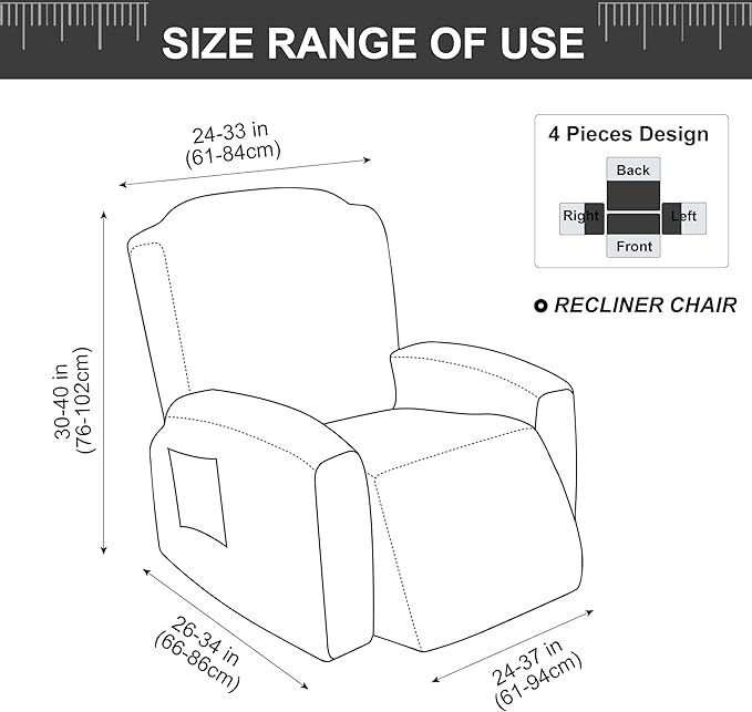 Genina Recliner Chair Covers, Stretch Reclining Chair Cover, Recliner Sofa - Image 5