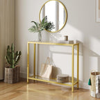 HOOBRO 39.4" Narrow Console Table, Tempered Glass Sofa Table, Behind Couch - Image 5