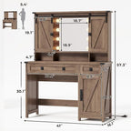 Farmhouse Vanity Desk with Mirror and Lights, Large Vanity Table with - Image 2