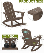 Outdoor Oversized Adirondack Rocking Chairs, All Weather HDPE Patio Rocking - Image 2