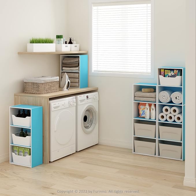 Furinno Luder 3-Tier Open Shelf Bookcase, Light Blue/White - Image 2