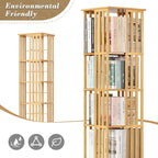 Athena Collection Rotating Bamboo Bookshelf, 6-Tier Floorstanding Corner - Image 5