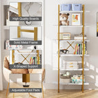 6 Tiers Bookshelf Organizer White Faux Marble Shelf, Modern Open Display - Image 5
