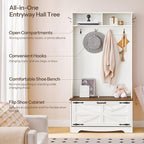 HOOBRO Hall Tree with Bench, Entryway Bench with Coat Rack and Shoe Cabinet - Image 8