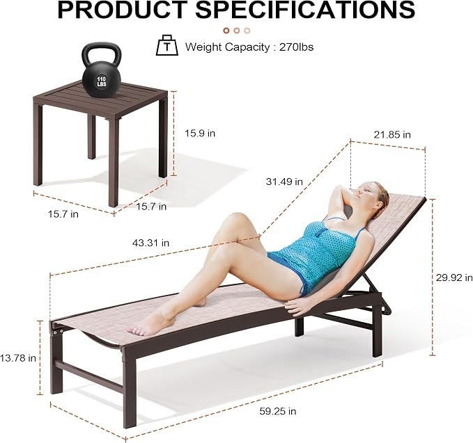 Crestlive Products Outdoor Pool Lounge Chairs Set of 2 - Image 2
