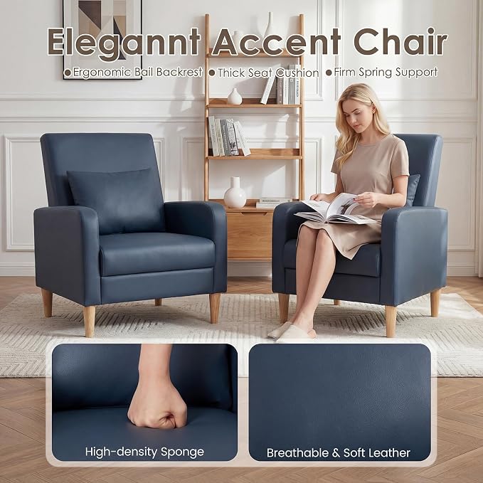 COLAMY Mid-Century Modern Upholstered Accent Chair - Image 6
