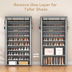 ROJASOP Shoe Rack with Covers, Stackable 10 Tier Tall Shoe Shelf Storage 50-55 - Image 7