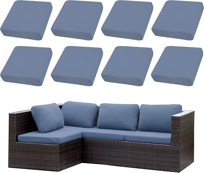 8PCS Patio Cushion Covers.Patio Furniture Couch SeatSlipcovers | Washable by SUKAIKEQA