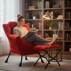 Welnow Lazy Chair with Ottoman, Modern Accent Chair with Armrests and a Side - Image 9