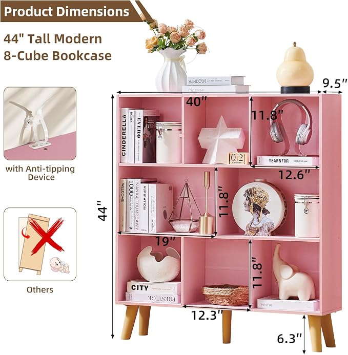 LEYAOYAO 8 Cube Bookshelf, 3 Tier Bookcase - Image 2