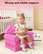 MOONBEEKI Kids Couch Fold Out, Foldable Princess Chair - Image 4
