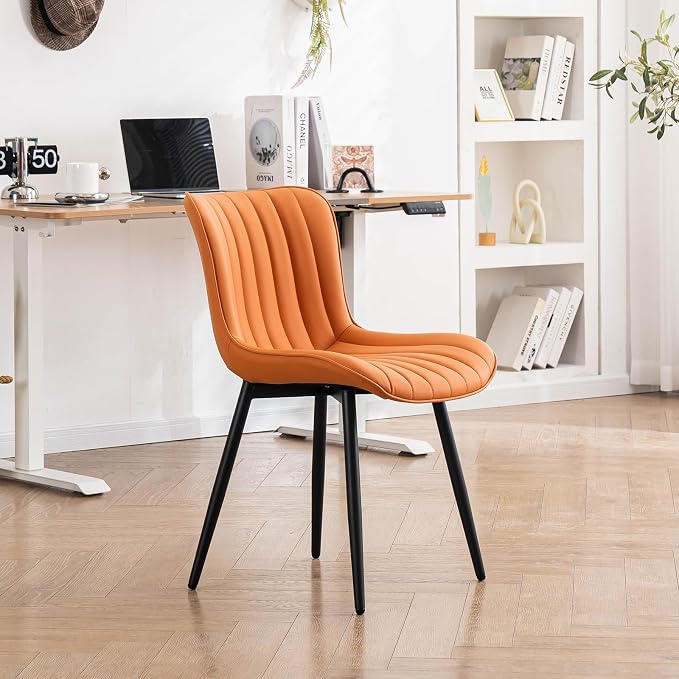 YOUNUOKE Dining Chairs Set of 2 Camel Mid Century Modern Kitchen Chairs Armless - Image 9