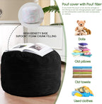HIGOGOGO Round Stuffed Pouf Ottoman, Corduroy Poufs - Image 5
