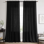 Black Linen Curtains 90 Inches Long by Nanspring