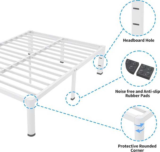 ROIL 14 Inch White California King Bed Frame - Image 5