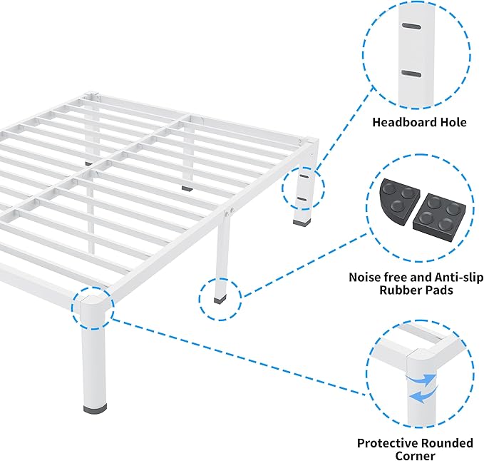 ROIL 14 Inch White Twin XL Bed Frame - Image 4
