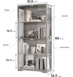 BROTTAR Display Cabinet with Glass Doors, 4-Tier Curio Cabinet with 3 Color - Image 2