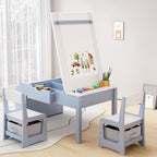5-in-1 Kids Art Table and Chairs, Wood Toddler Table and Chair Set - Image 2
