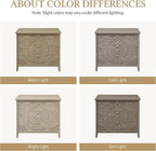 Carved 3 Drawer Cabinet with Floral Pattern & Gold Handles, 31.5" W Distressed - Image 7