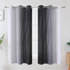 Black and Greyish White Ombre Blackout Curtains - Image 2
