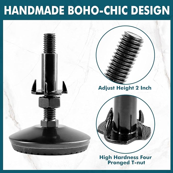 8 Set M8 Leveling Feet with 4-Pronged T Nut, Adjustable Leg Levelers Heavy Duty - Image 2