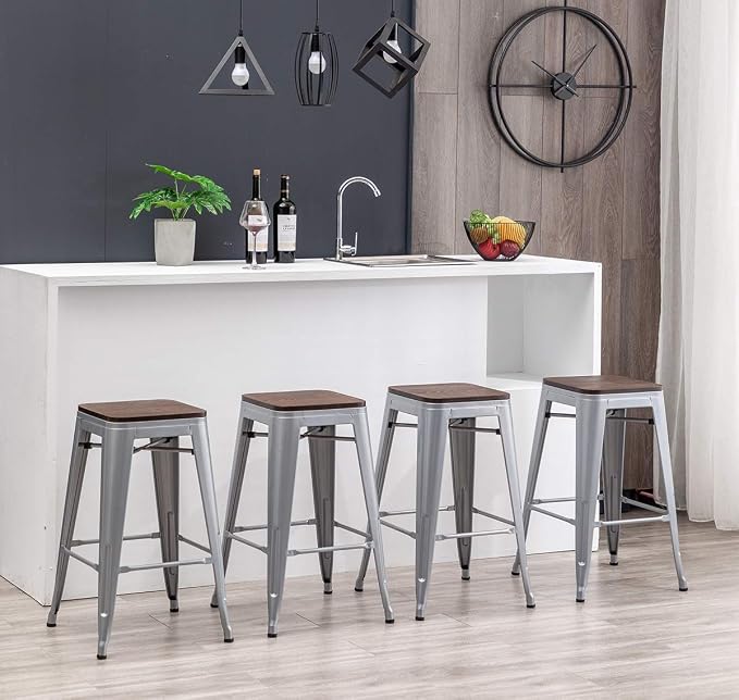HAOBO Home 30" Backless Metal Counter Stool Height Bar Stools Barstools - Image 7