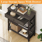 FATORRI Rustic Small Bookshelf, Industrial Wood Book Shelf - Image 3