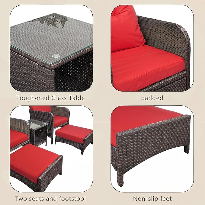 5 Pieces Outdoor Patio Wicker Chairs - Image 3