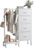 DUMOS Dresser with Hanging Rack, 4-in-1 White Fabric Dresser by DumosLifestyle
