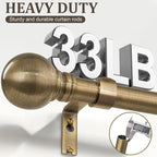 Antique Bronze Curtain Rods for Windows 72 to 144 Inch Long Brass Window - Image 5