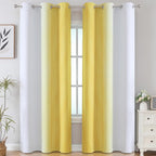 Yellow and Greyish White Ombre Blackout Curtains - Image 2