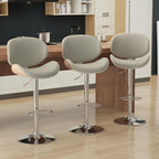 KCC Bar Stools Set of 3, Swivel Adjustable Height Barstools, PU Leather by KCC