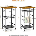 ThreeHio Rolling Kitchen Microwave Cart, 3 Tier Microwave Table Stand - Image 3