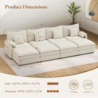 Vesgantti 142" Oversized Sectional Sofa Bed, 8-Seater Modular Sleeper Cloud - Image 2