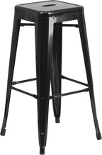 Flash Furniture Lily 4 Pack Commercial Grade 30" High Backless Black Metal - Image 5
