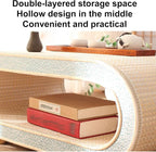 Japanese Floor Table, Curved Wooden Woven Tatami Table, Double Layer Storage - Image 5
