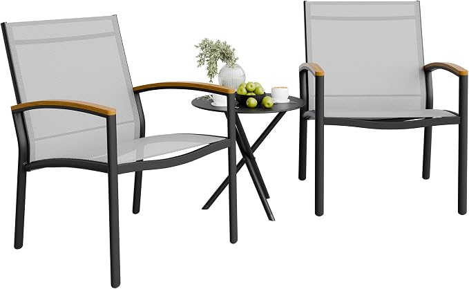 Shintenchi 3 Pieces Patio Bistro Sets, Outdoor Textilene Fabric Conversation by Shintenchi%7CFurnitureMadeforRealLife