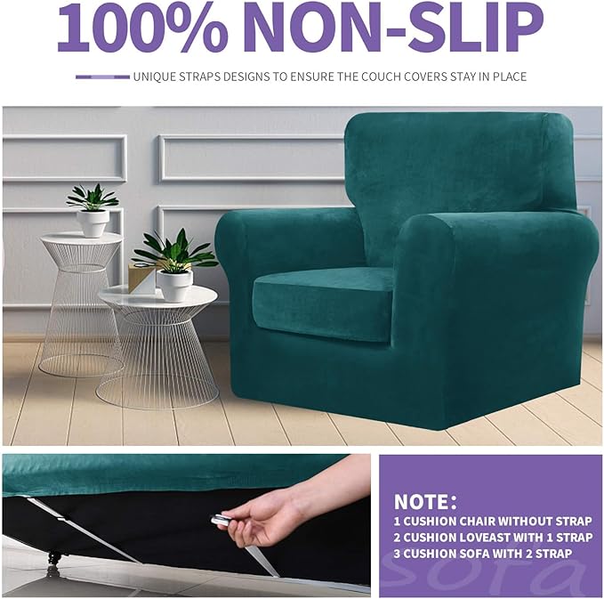 ZNSAYOTX Oversized Velvet 3 Piece Couch Cover - Image 5