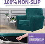 ZNSAYOTX Luxury Velvet Couch Cover 4 Piece Stretch Sofa Covers - Image 5