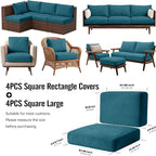 8Pcs Outdoor Cushion Covers, Stretch Patio Furniture Couch Chair Slipcovers | - Image 2