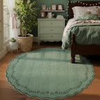 GarveeHome Large Round Rug 8ft Scalloped Washable Circle Living Room Rug | Soft - Image 4