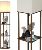SUNMORY Floor Lamp with Shelves, Modern Square Standing Lamp with 3 Color by SUNMORY