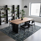 8x10 Retro Washable Area Rugs for Living Room, Dining Room- Black | Ultra Soft - Image 6