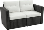 Outsunny 2 Piece Patio Wicker Corner Sofa Set, Outdoor PE Rattan Furniture by Outsunny