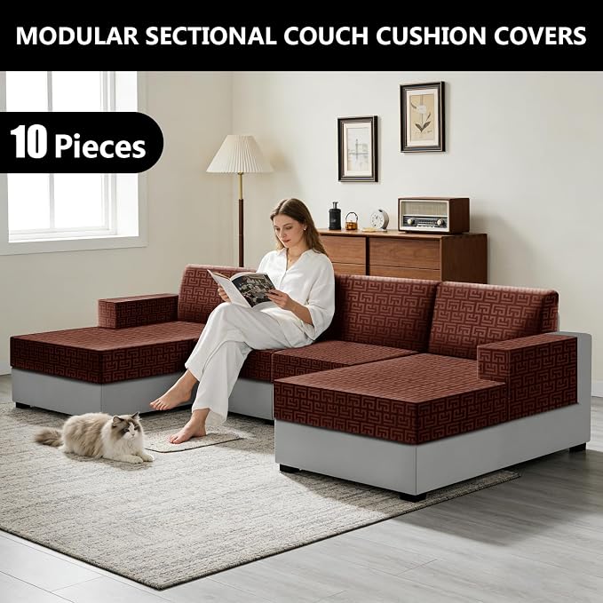 UNBBRRL 10 Pieces Stretch Sofa Cushion Covers - Image 6
